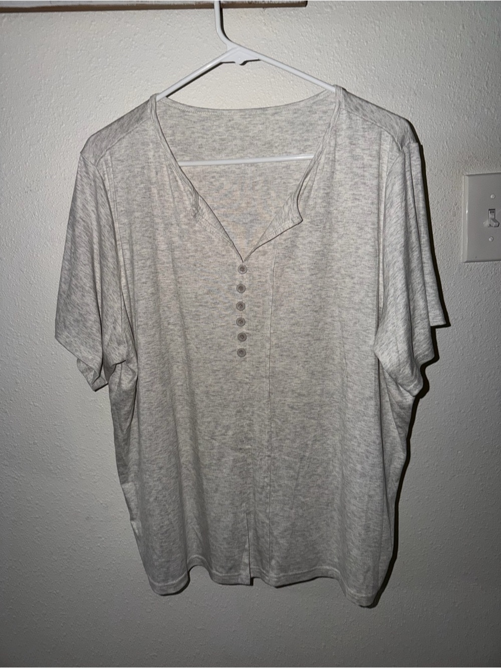 SHEIN Lightweight Heather Gray Short-Sleeve Henley Top